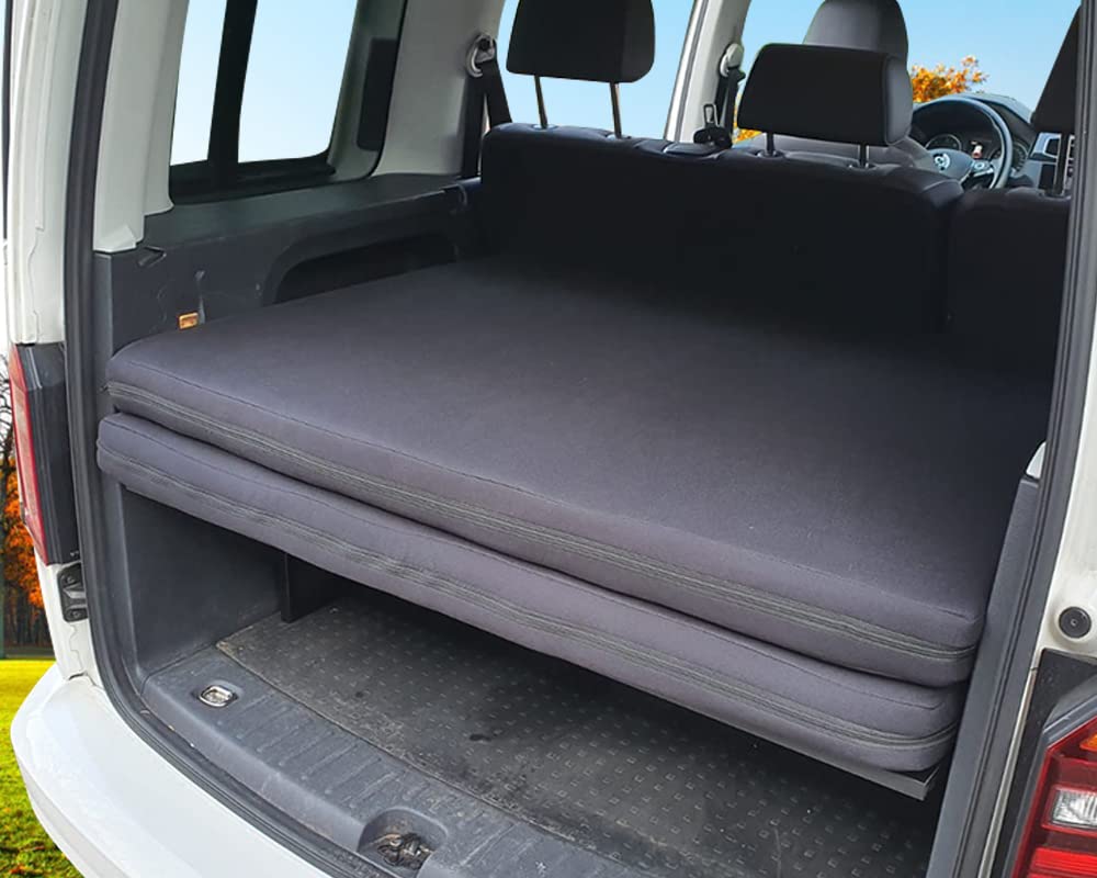 BREMER SITZBEZÜGE Matelas Pliant Compatible avec VW Caddy à partir de 2003-2022 - Extension de lit - Accessoires de Camping - Lit de Camping-Car - L180 x l 110 x H 10 cm - Système de Pliage