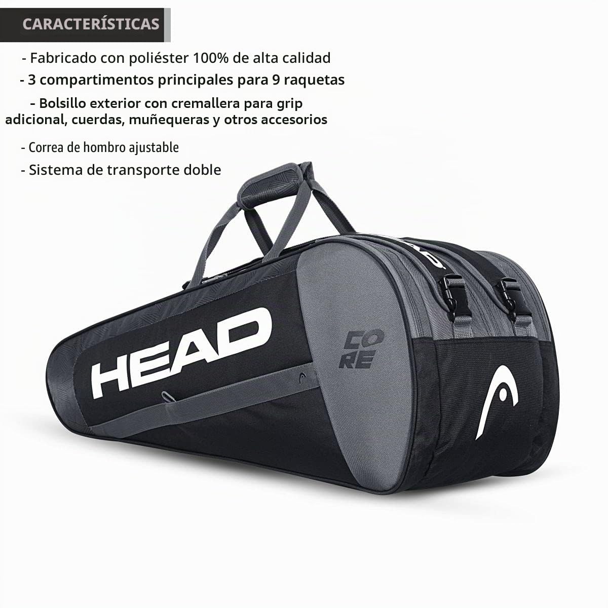 Head Core 9r Bolsa de Tenis, Unisex