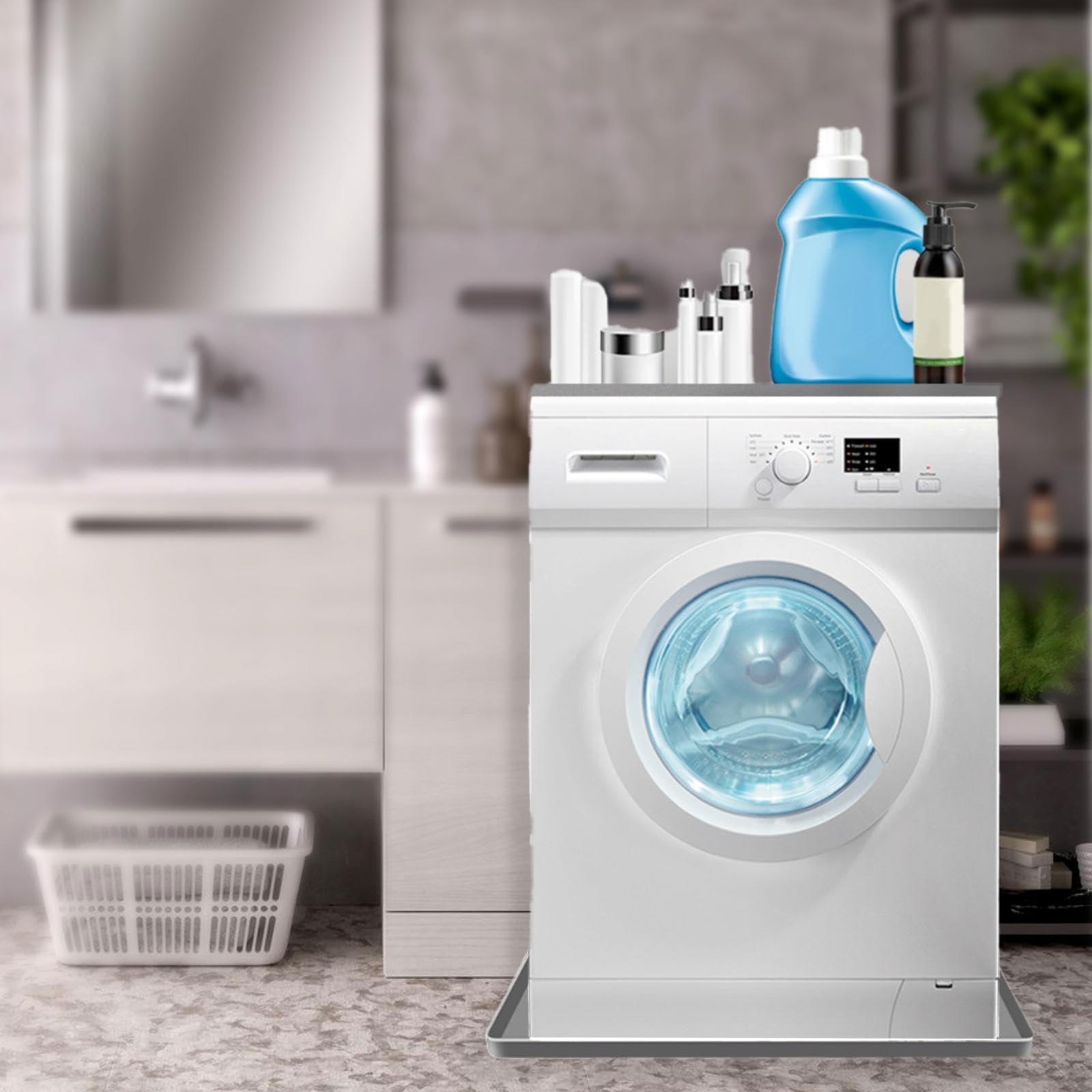 Sharplace Mini-Kühlschrankmatte, Tropfschale unter der Kühlschrankmatte, Wiederverwendbare Spülmaschinenwanne, Unterwaschwanne für die Waschmaschine, Grau