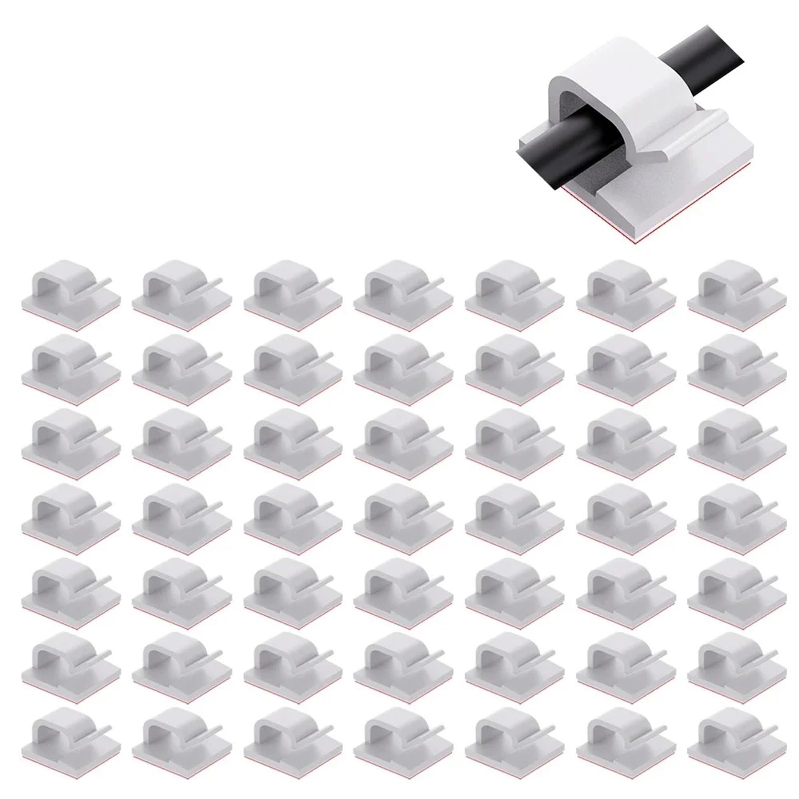 Chrklio 50Pcs White Cable Ties 50Pcs Clear Adhesive Cable Clips Outdoor Indoor