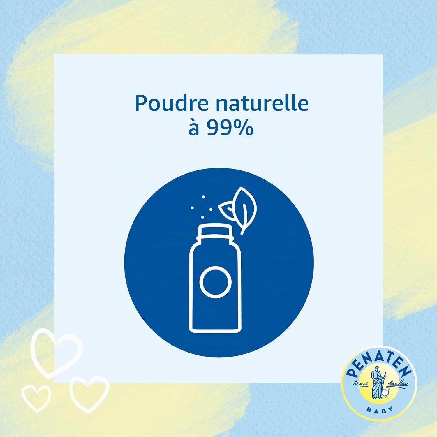 Penaten Poudre naturelle pour bébé avec aloe vera et vitamine E (1 x 100 g) - Protège les peaux sensibles, absorbe l'humidité et garde la peau sèche - 99% d'ingrédients d'origine naturelle