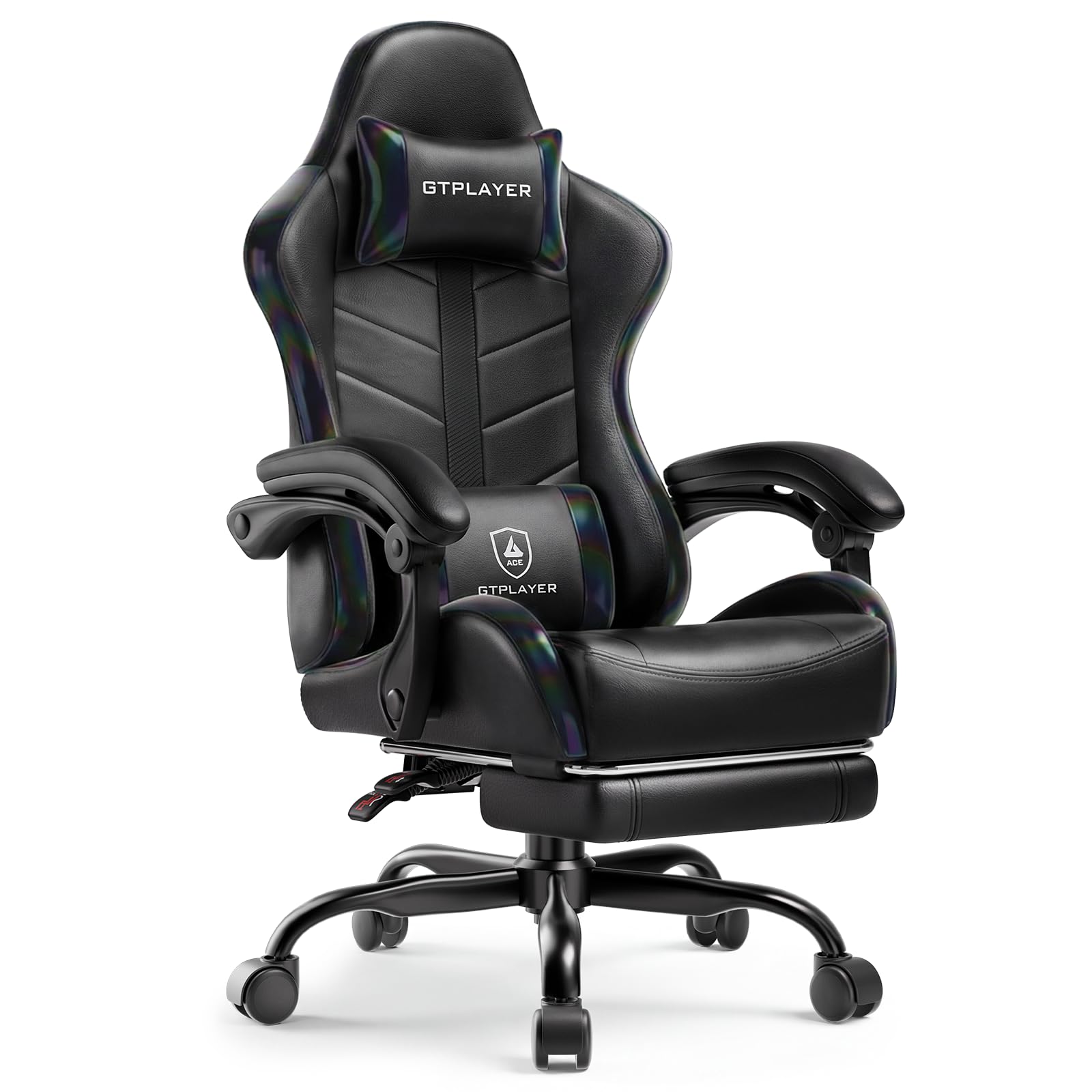 GTPLAYER Gaming Chair for Adults, Computer Chair with Footrest, Black
