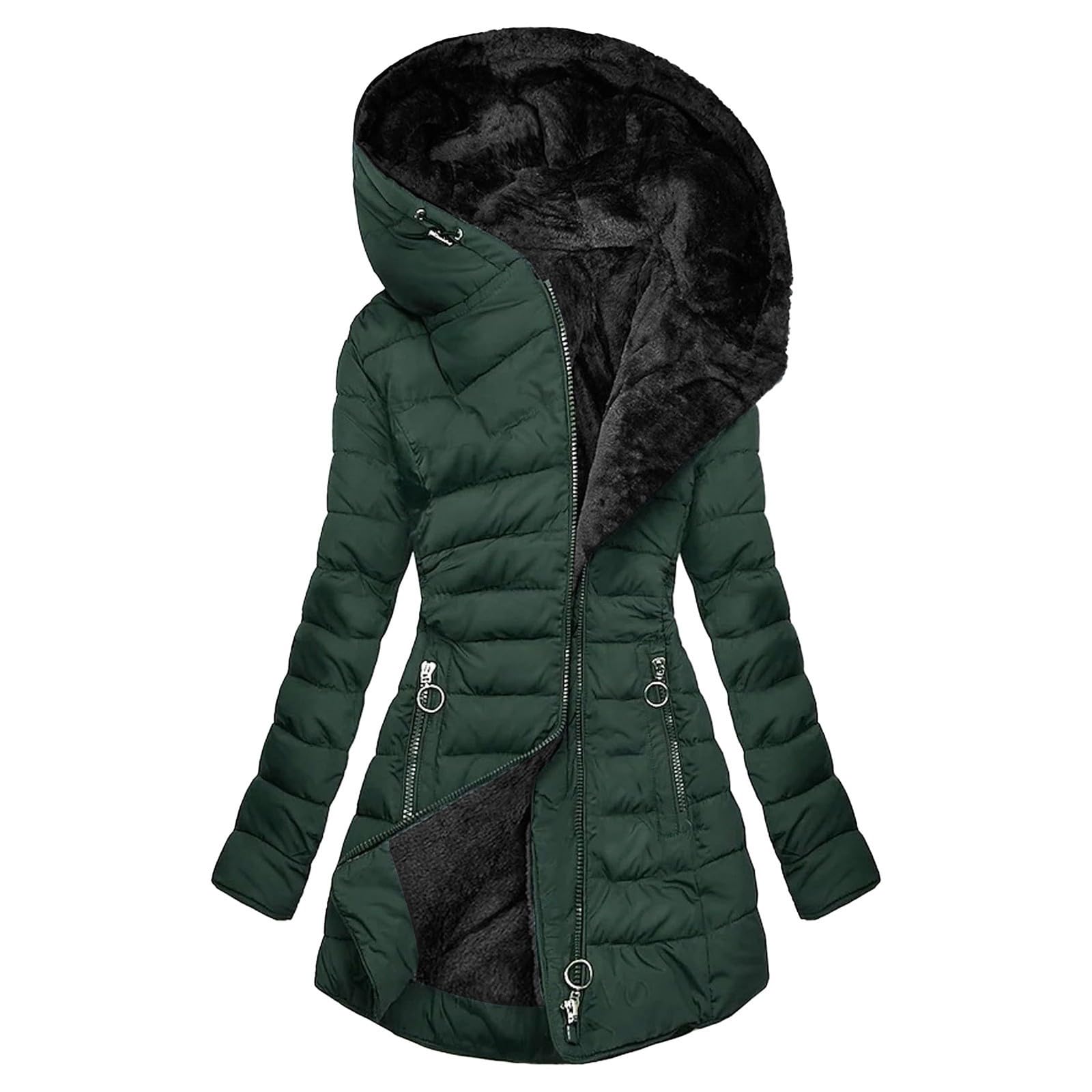Wintermantel Damen Lang Warmer Gefüttert Winterjacke Fleece Daunenjacke Mit Kapuze Winddicht Outdoorjacke Große Größen Damenmantel Winter Mantel Bequeme Parkajacke Kapuzenjacke
