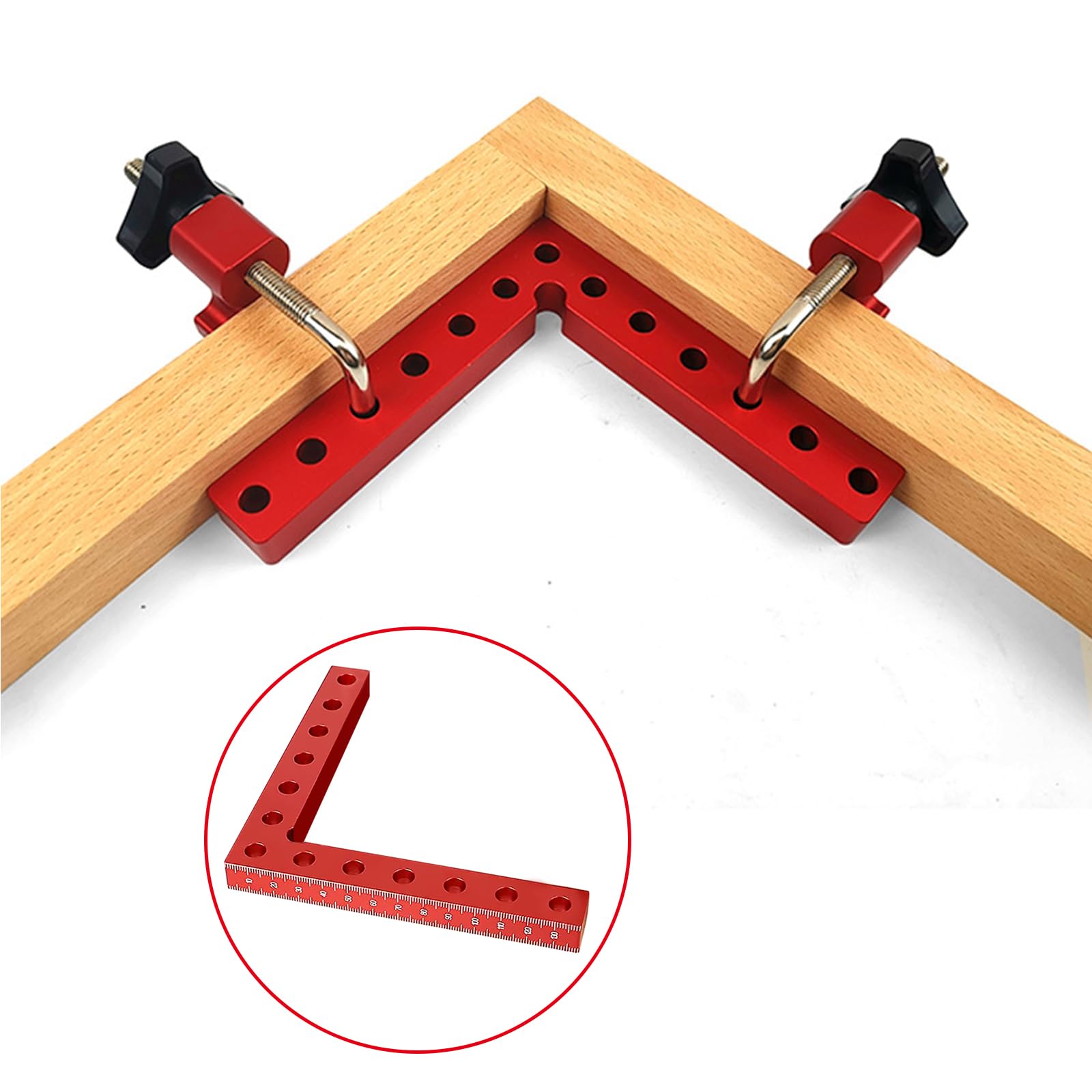 Bloc de Positionnement à 90 Degrés, 14 cm Pince à Angle Droit Serre Joint Angle Droit Aluminium Equerre de Positionnemen avec 4 paires de clips Outillage Bois pour Cadres Photo - 4 Ensembles
