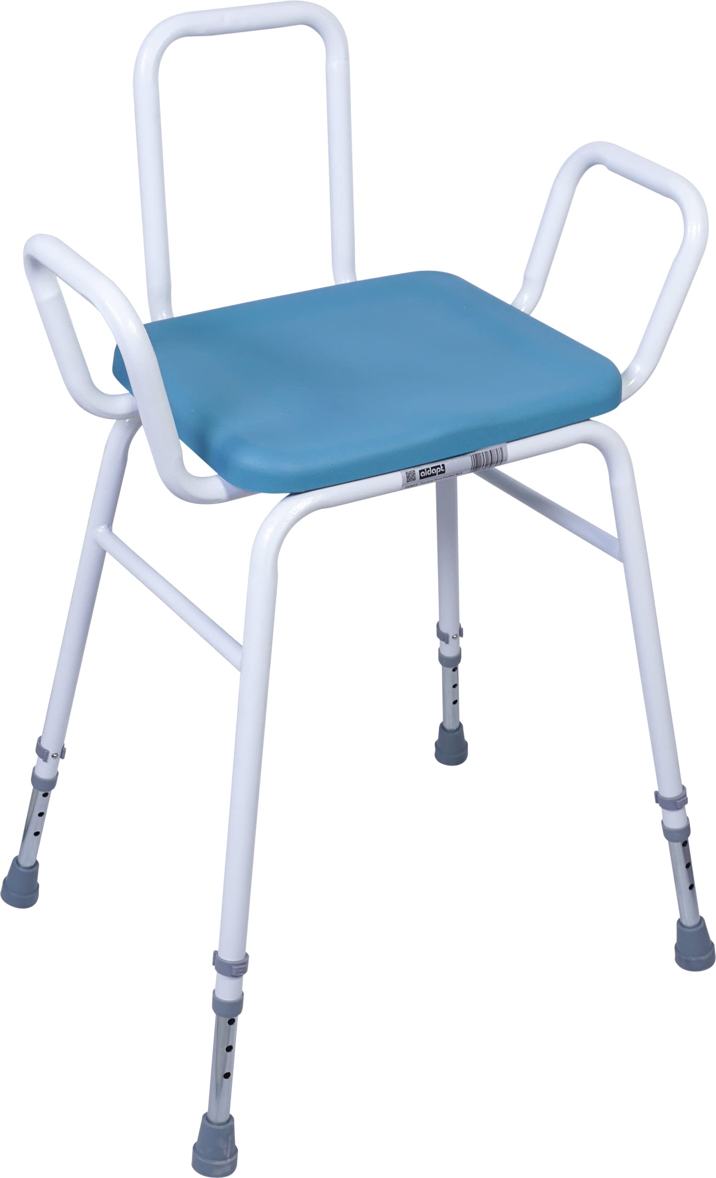 Aidapt Taburete Multiusos cómodo, Asiento de Poliuretano fácil de Limpiar. Altura Ajustable con Brazos, Respaldo Integral, virolas Antideslizantes, Seguridad, Ancianos, recuperación de cirugía de