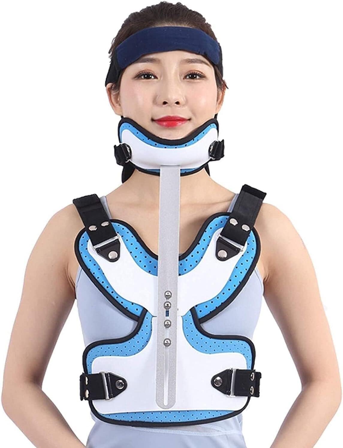 Neck Brace Collar Durable Neck Chest Orthosis|Cervical Traction Device|Neck Pain Relief, Shoulder Pain, Spinal Decompression, Blue