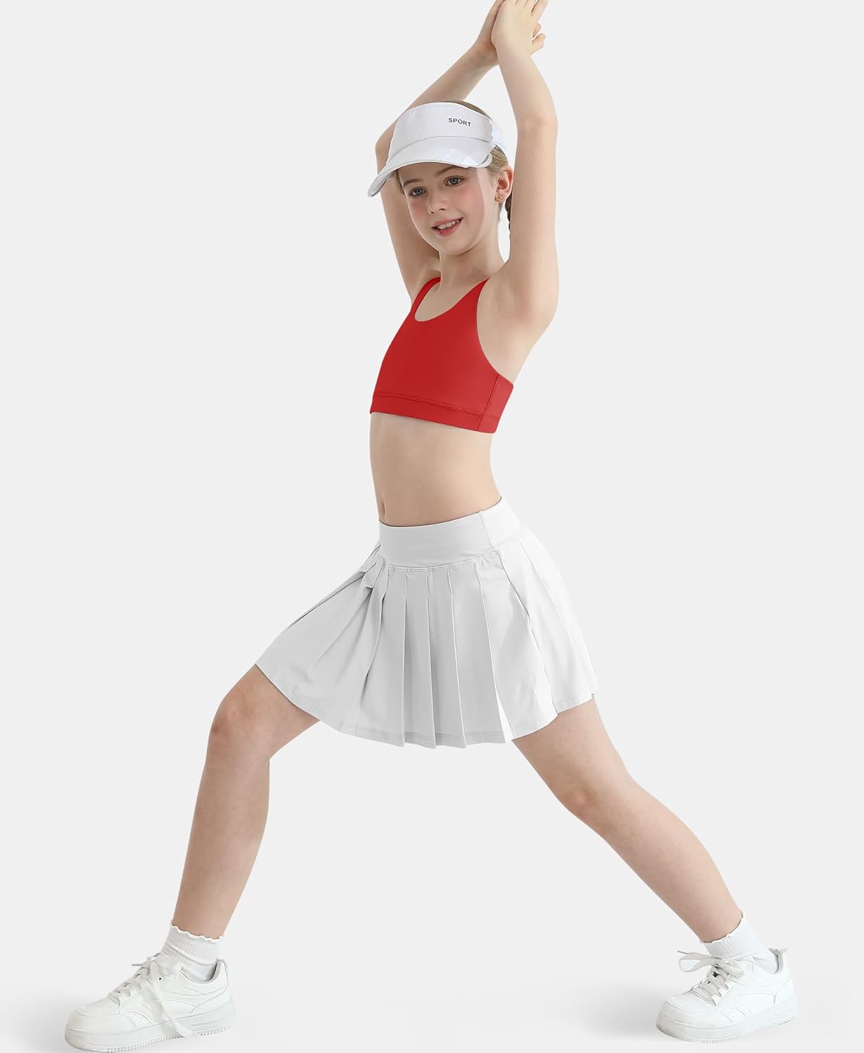 DOCUMO Girls Sports Bra Strappy Back Training Bras for Girls Padded Scoop Neck for Kids Teens Athletic Yoga Dance Crop Top - Image 3