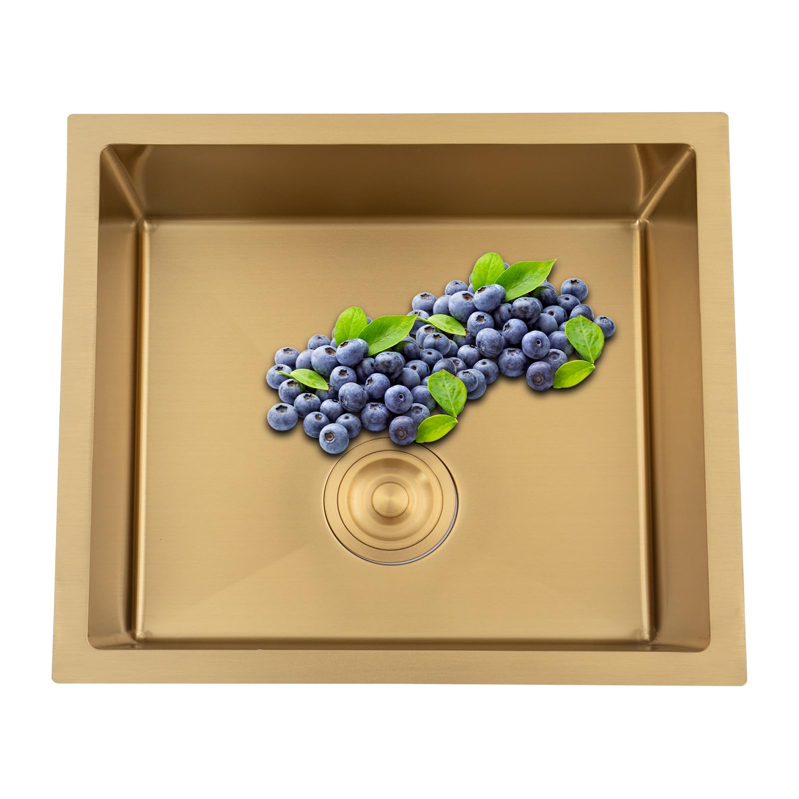 Lavello in acciaio inox, lavello da cucina, lavandino da incasso, con 2 tubi di scarico, 1 vasca, 50 x 45 cm