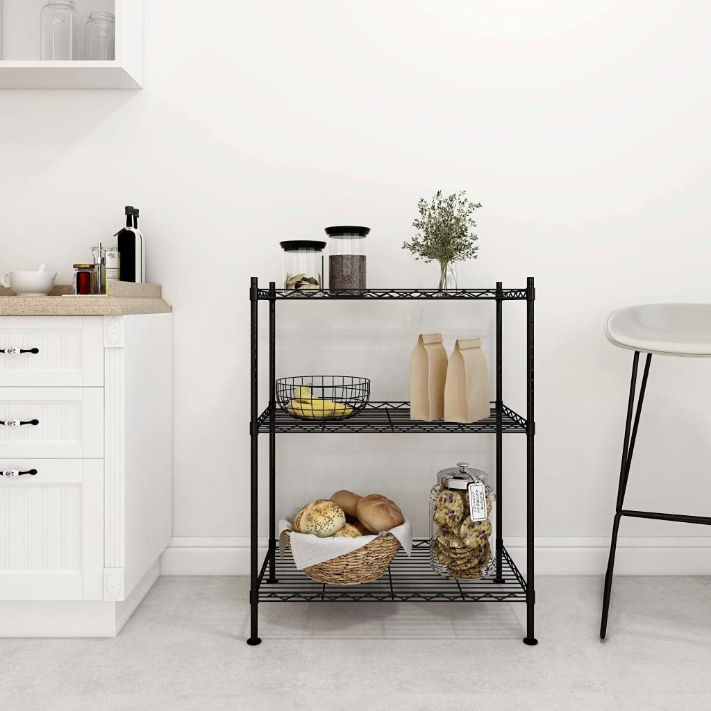 Générique Étagère de Rangement 3 Niveaux 60x35x76 cm Noir 150 kg,Entreprise & Industrie,Stockage Industriel,Étagères industrielles,Noir,3.95 KG,324620
