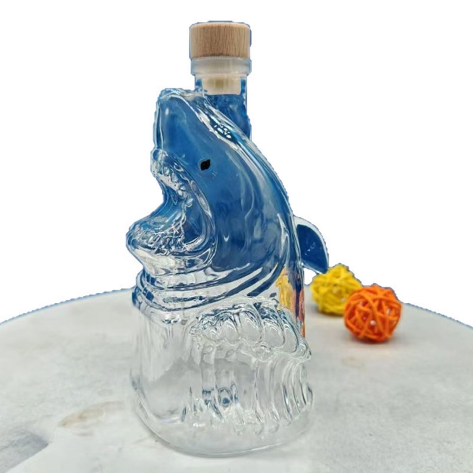 karafka, 300 ml figurka artystyczna, trójwymiarowe ozdoby na butelkę whisky z motywem rekina, nowatorskie szklane karafki do zwierząt(A)
