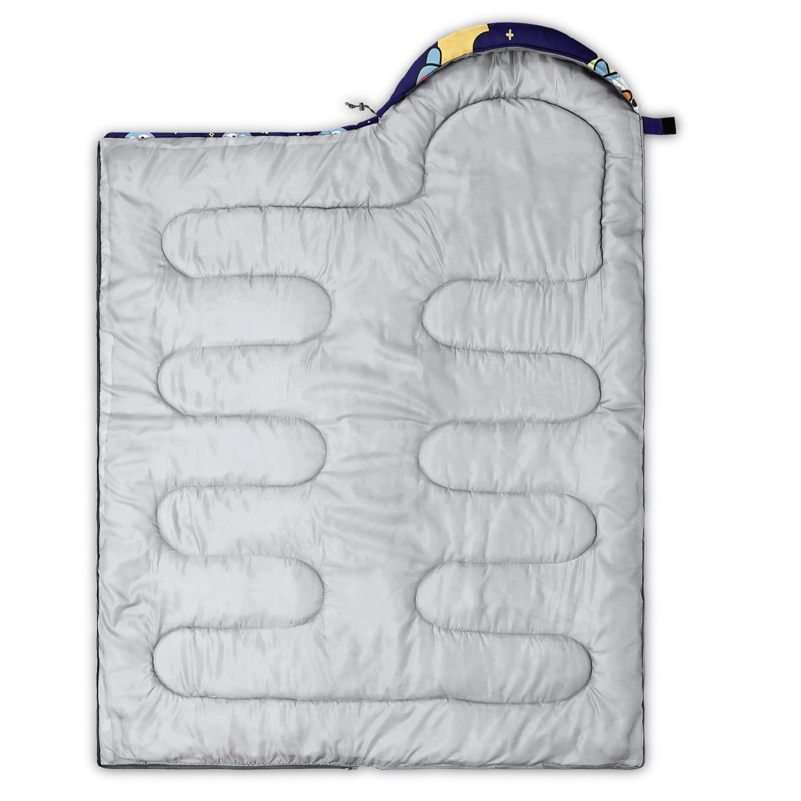 Axolotl Penguin Star Sleeping Bag,3 Season Warm and Cool Weather Moon Cloud Sleeping Bag for Boys Girls Teens,Waterproof Lightweight Lovely Animal Sleeping Bag for Traveling,Outdoors Camping,Navy Blue