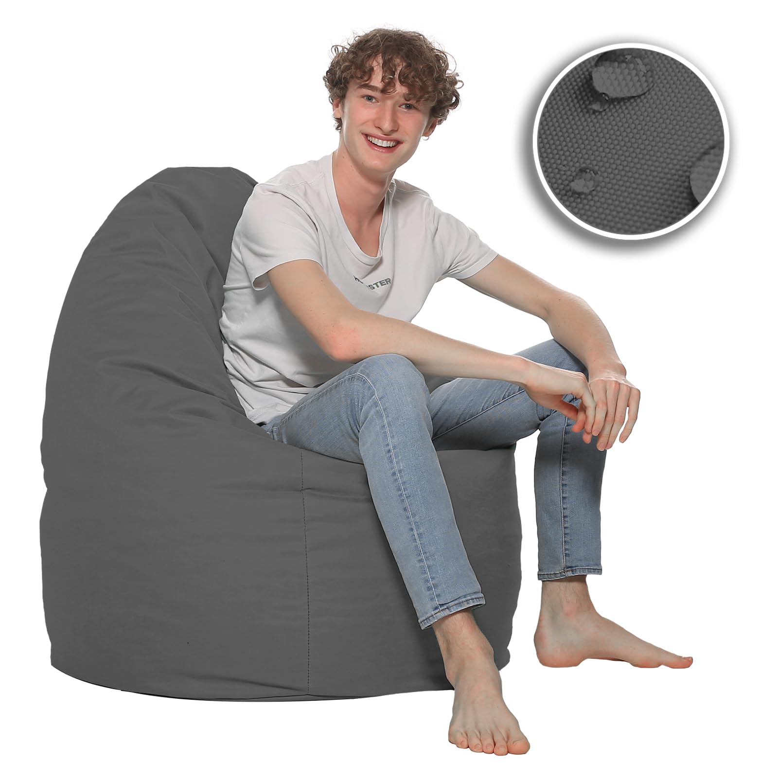Sitzsack XXL Bodenkissen für Erwachsene & Kinder - Geeignet für Gaming oder Entspannen - Indoor wie Outdoor da er Wasserfest ist - mit EPS Perlen, Farbe:Anthrazit, Größe:XXXL
