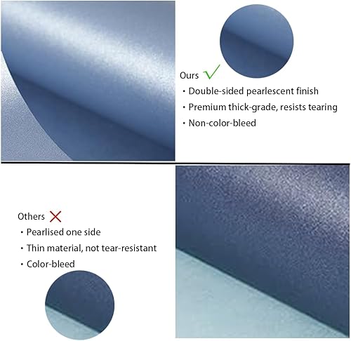 Miniatura 2 de Juertime - Papel de regalo mate azul marino - Papel de regalo reversible perlado-lustre perfecto para bodas, San Valentín, cumpleaños, Navidad, día