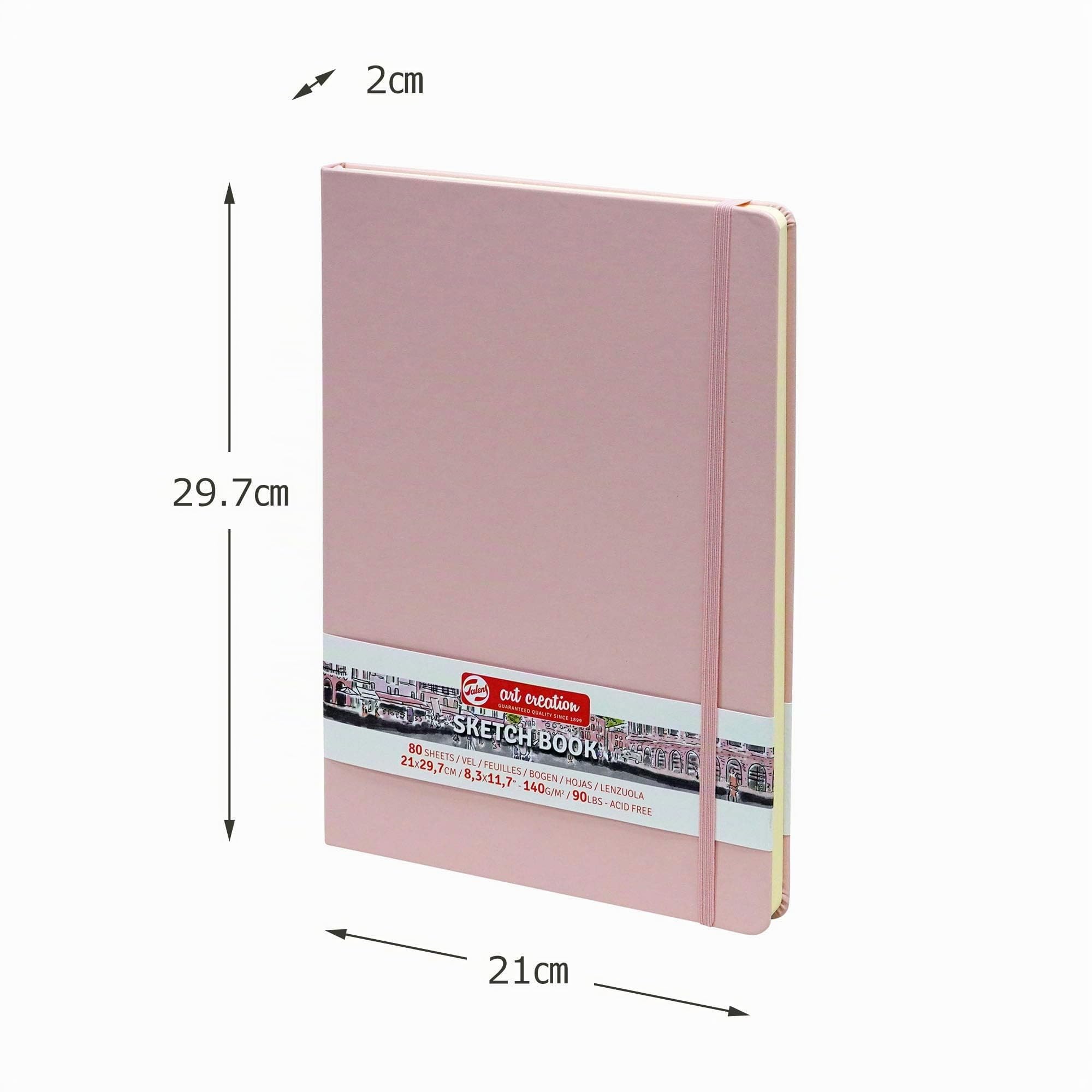 Talens Art Creation - Sketchbook Rosa Pastel 21x29.7cm - Papel sin ácido de 140g - 80 hojas - Ideal para lápiz Pastel Témpera - Encuadernación resistente para dibujo Diario