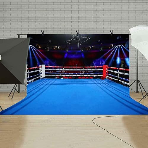 Miniatura 3 de LYLYCTY Fondo de anillo de boxeo para fotografía de 10 x 7 pies de boxeo para estadio de boxeo, fondo deportivo para niños, retrato de fiesta de