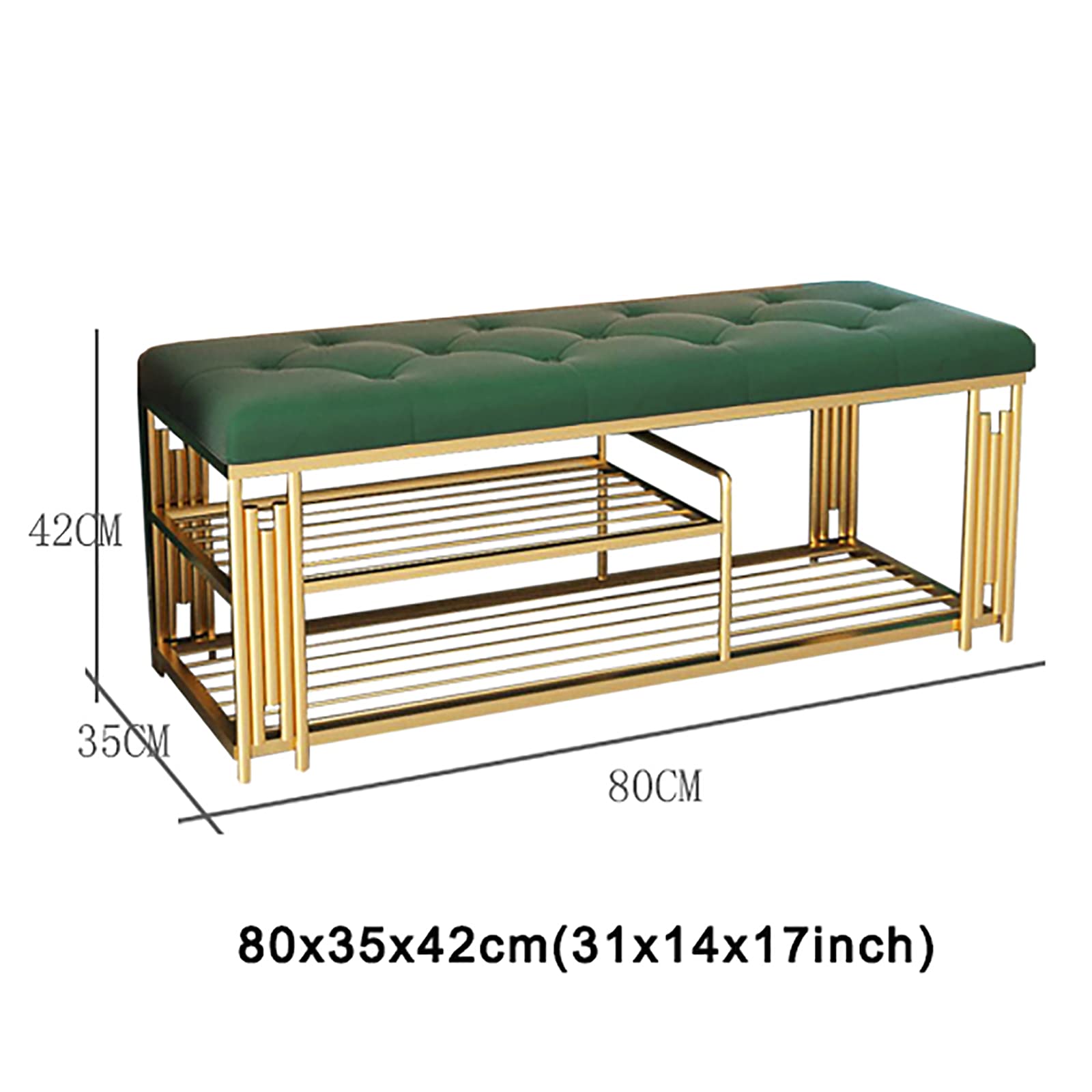 EsEntL ③-Panca Scarpiera a Livelli,Panchina Portascarpe Premium con Seduta con Cuscino Imbottito E Ripiano in Metallo,Panchina Portascarpe Moderna per Ingresso Organizzatore di Scarpe-A 80x35x42cm(
