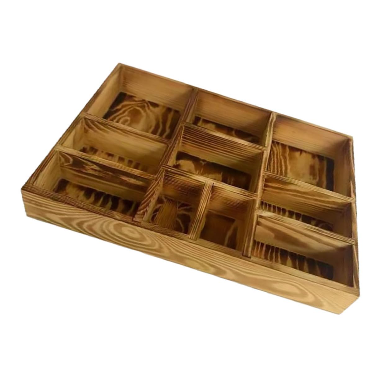Plateau de Rangement Bijoux en Bois à Compartiments pour Montres et Bagues
