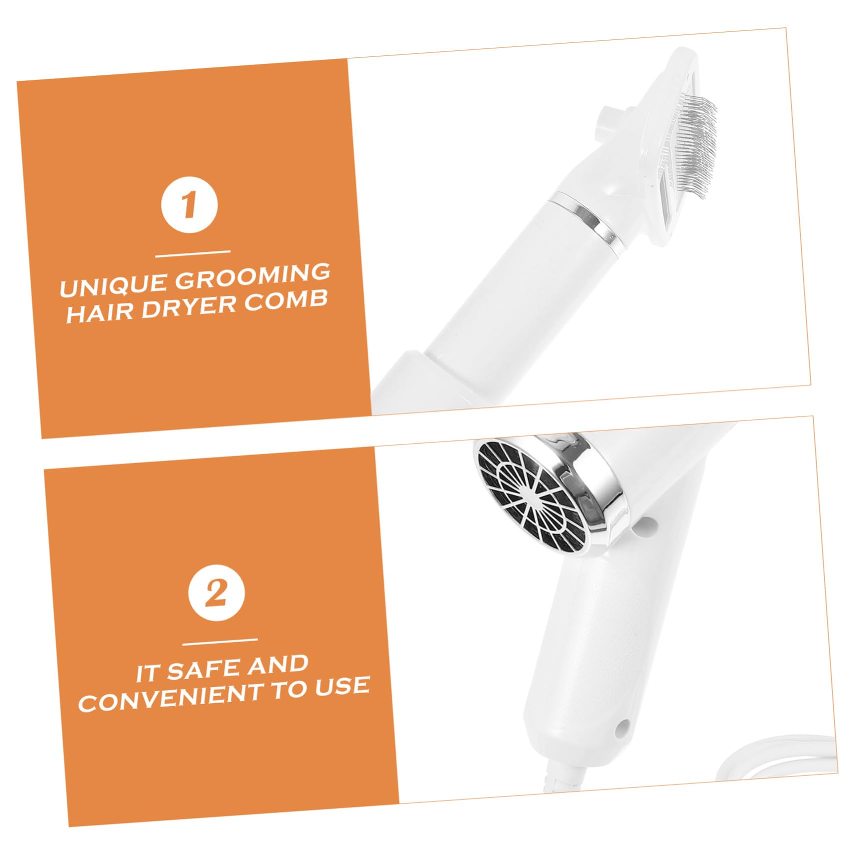 SHINEOFI Souffleur pour Animaux Domestiques Blanc en Plastique, Brosse Sèche-cheveux Multifonction pour Chien et Chat, Peigne Démêlant Portable pour Toilettage Facile