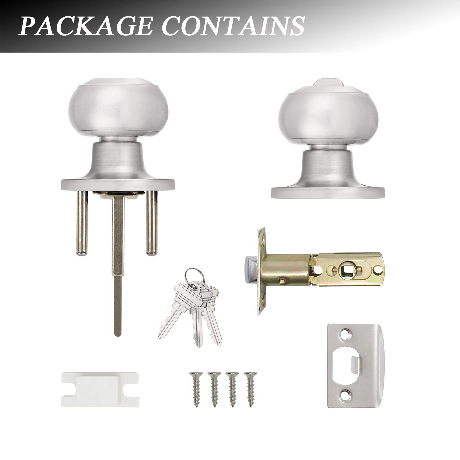 Probrico 3-Pack Keyed Alike Entry Door Knobs - Satin Nickel -7