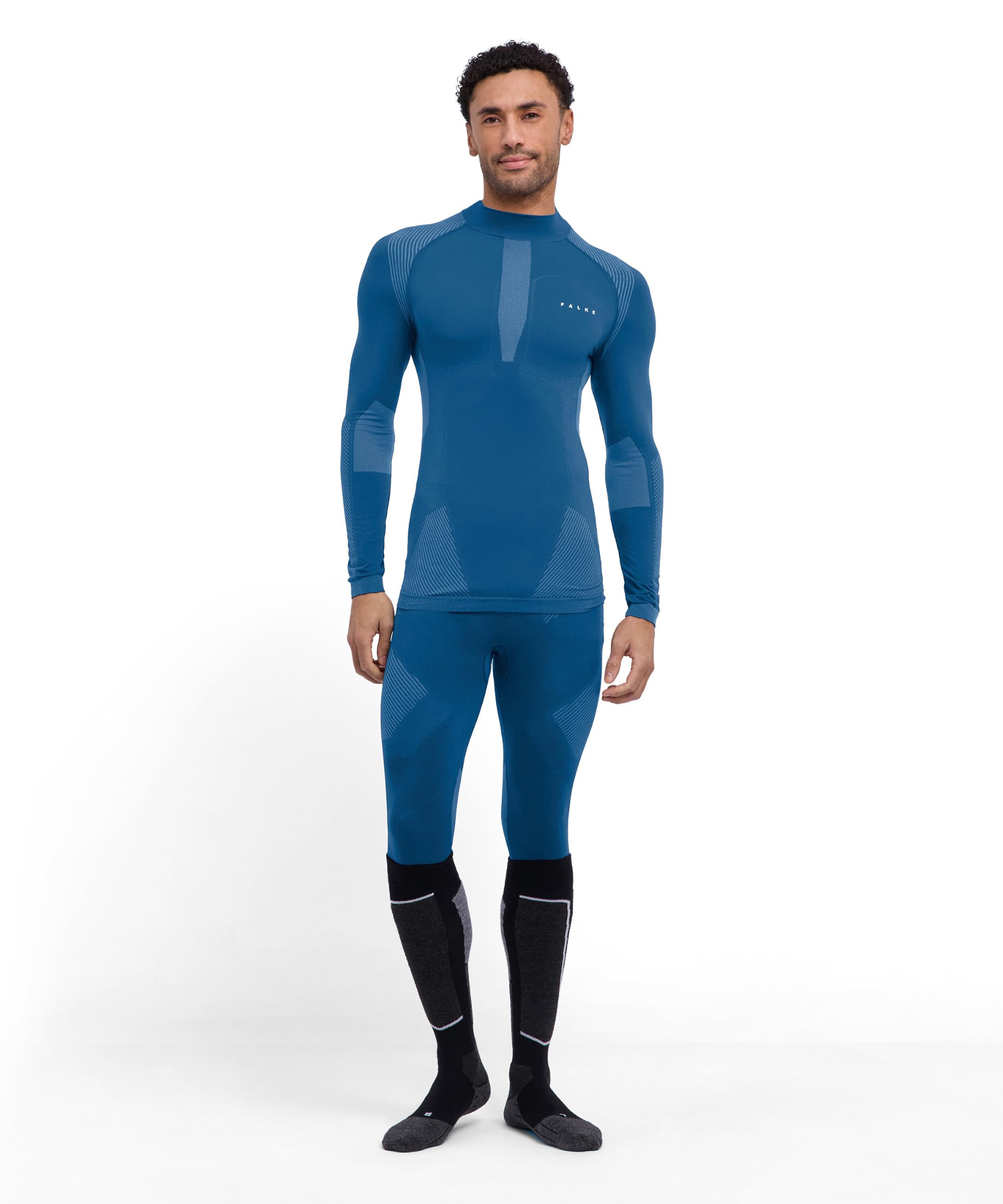 FALKE Mężczyźni Warstwa podstawowa (góra) Warm Turtleneck M L/s Sh materiał funkcyjny szybkoschnące chłodzące 1 Sztuka, Niebieski Blue Steel 6958, XXL