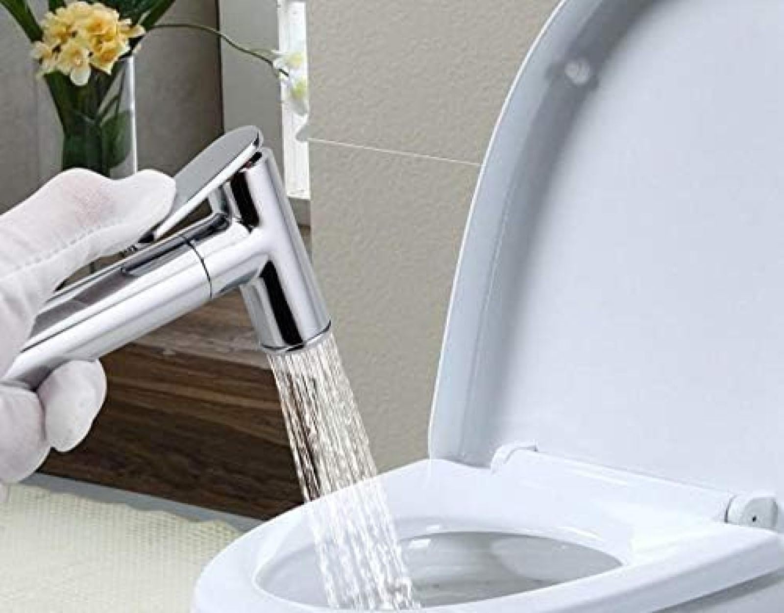 QTANZIQI Rubinetto Miscelatore per Bidet in ottoneDoccia igienica Musulmana con Controllo dell'Acqua Calda e Fredda RounShower Spray Soffione da Bagno per la Massima Pulizia
