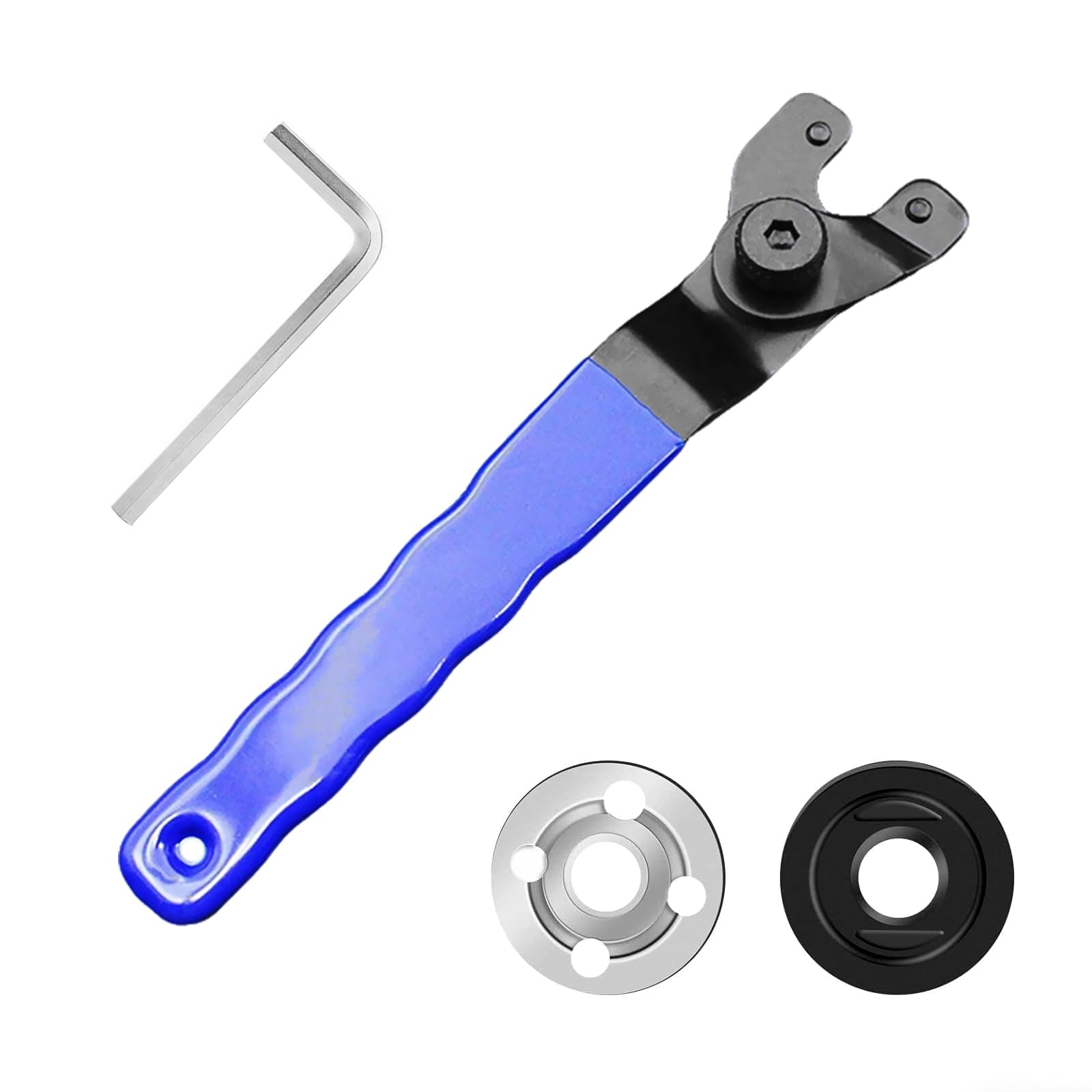 SHYSBV Angle Grinder Adjustable Spanner, Universal 10-52mm Pin Key Wrench Lock-Nut Pin Grinder Key with Non-Slip Plastic Coated Grip, Allen Key Fitting Part Flange Home Spanner Wrenches