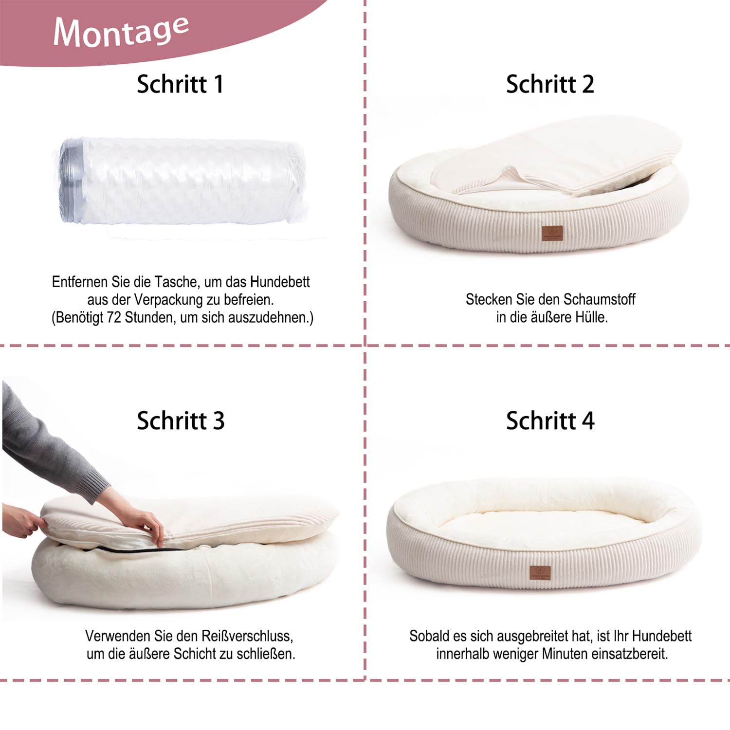 Hundebett Orthopädisches Premium Hundebett, flauschig weich, abnehmbar/waschbar 22 cm hoch, weiches Flanell/herausnehmbare Innenmatratze/Dicker Rand (100 x 70 x 22 cm)