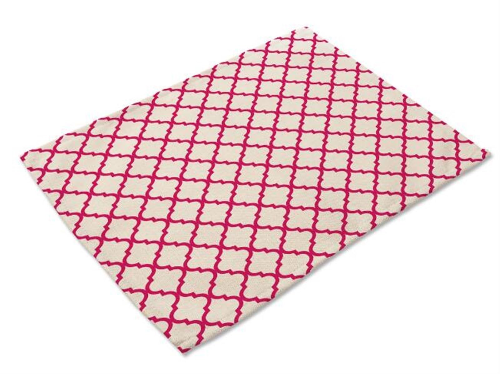 Dîner caboster textile de maison haut de gamme napperon lin rose géométrique