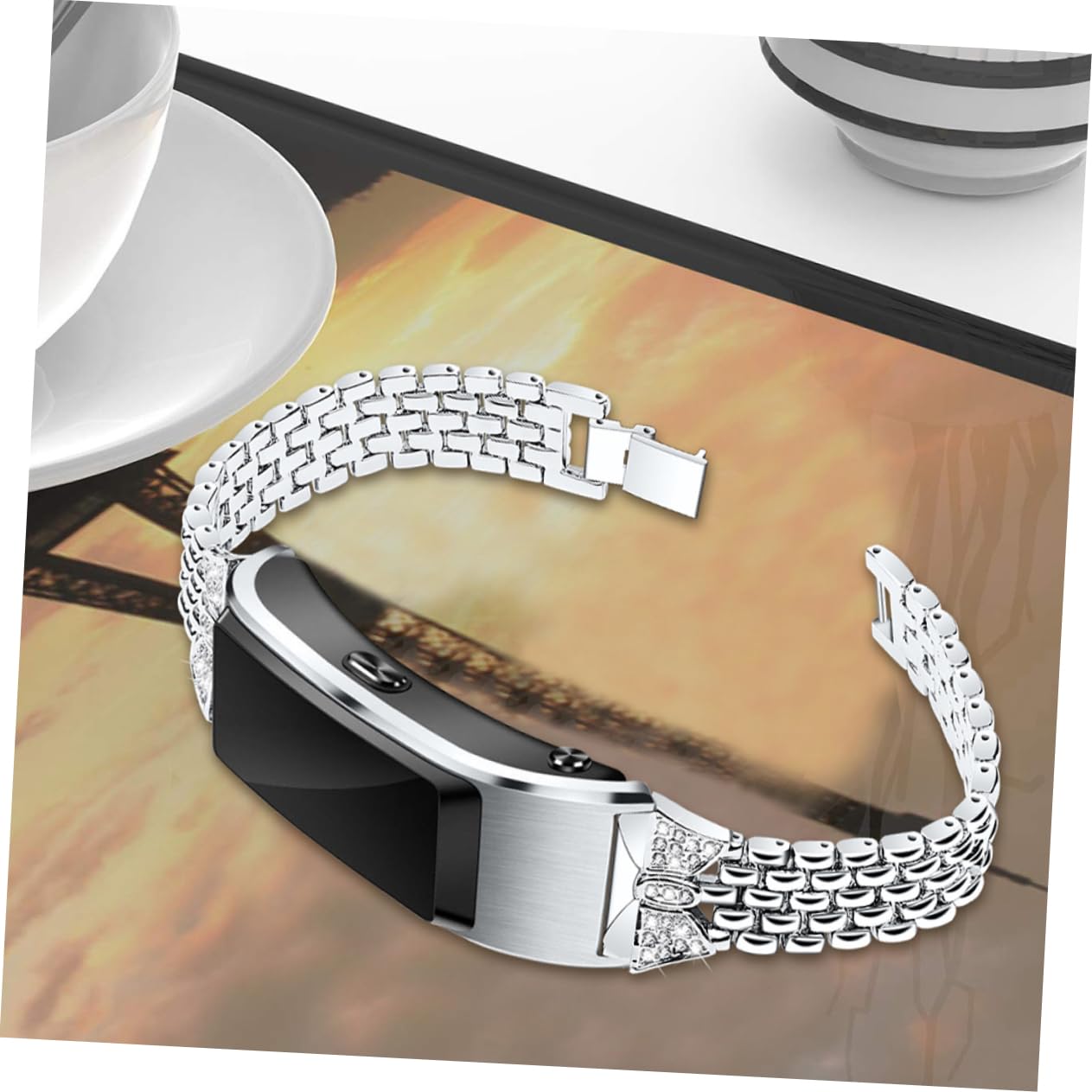 jojofuny 2 Pezzi Di Ricambio Per Cinturino Con Strass Cinturino Per Smartwatch Per Acciaio Inossidabile