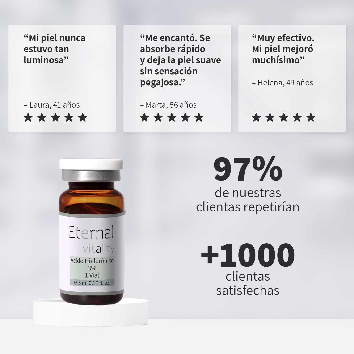 Ácido hialurónico estéril 3% para dermapen. 5 Viales x 5ml profesional. Microneedling facial avanzado. Ideal alternativa a acido hialuronico reticulado. Hidratación profunda sin irritantes ni perfumes
