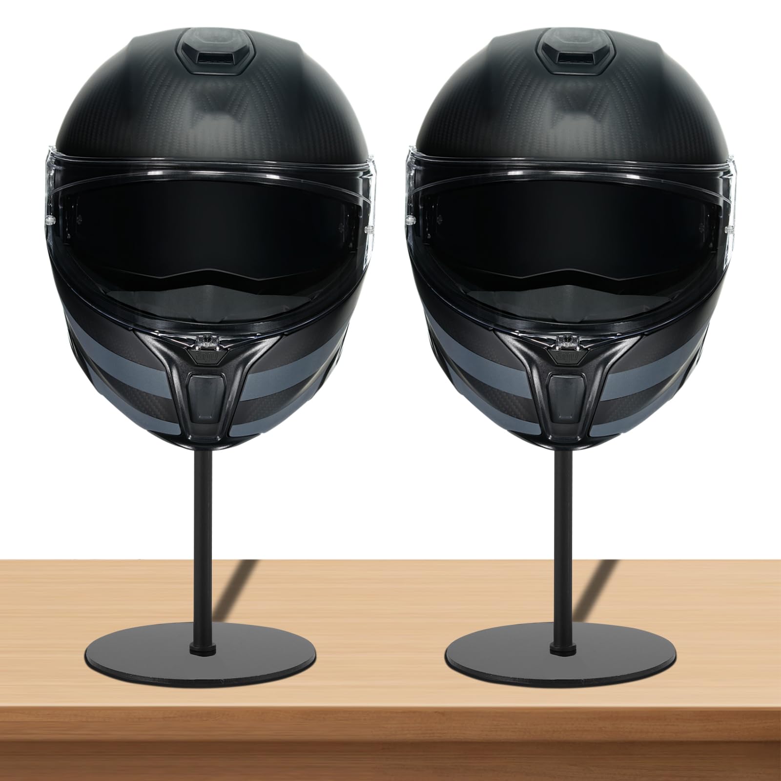 Guijzsltrg Black 2 Pack Metal Helmet Stand Display Desktop Motorcycle Helmet Holder With Stable Base Versatile Rotation Hat Display Stand Bicycle Helmets Storage Accessories For Motorcycle Helmets Bicycle Hat