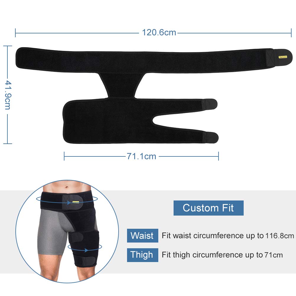Supporto per fasciatura di Leist, Groin Support, Manicotti a compressione coscia e groin, supporto per fasciatura coscia a compressione, regolabili coscia Brace Alleviare dolori muscolari e lesioni