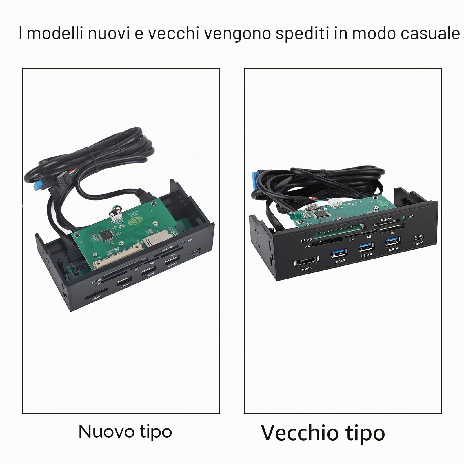 Lettore Multi-Scheda USB 3.0 con 6 Slot per Schede, 5,25 Pollici Lettore di Schede Interno Multifunzionale Durevole Pannello Frontale del PC con ESATA e Porta USB 3.1