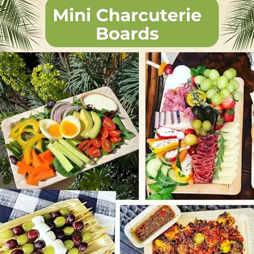 Biodegradable Rectangle Palm Leaf Plates (Pack of 50) | Eco-Friendly Disposable Tray for Parties | Sustainable Alternative to Paper Plates