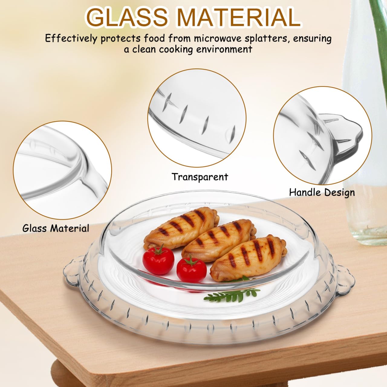 Cabilock Couvercle Verre Transparent pour Micro Ondes et Four Résistant Chaleur et Éclaboussures Compatible avec Plat à Quiche Cuisson Nettoyage Facile Au Lave