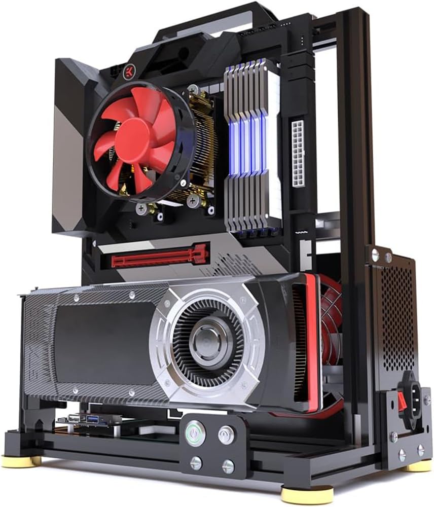 オープンフレームケースPCケース　ベンチ台　水冷対応 長尾製作所のスタック式オープンフレーム型PCケースにホワイトモデル