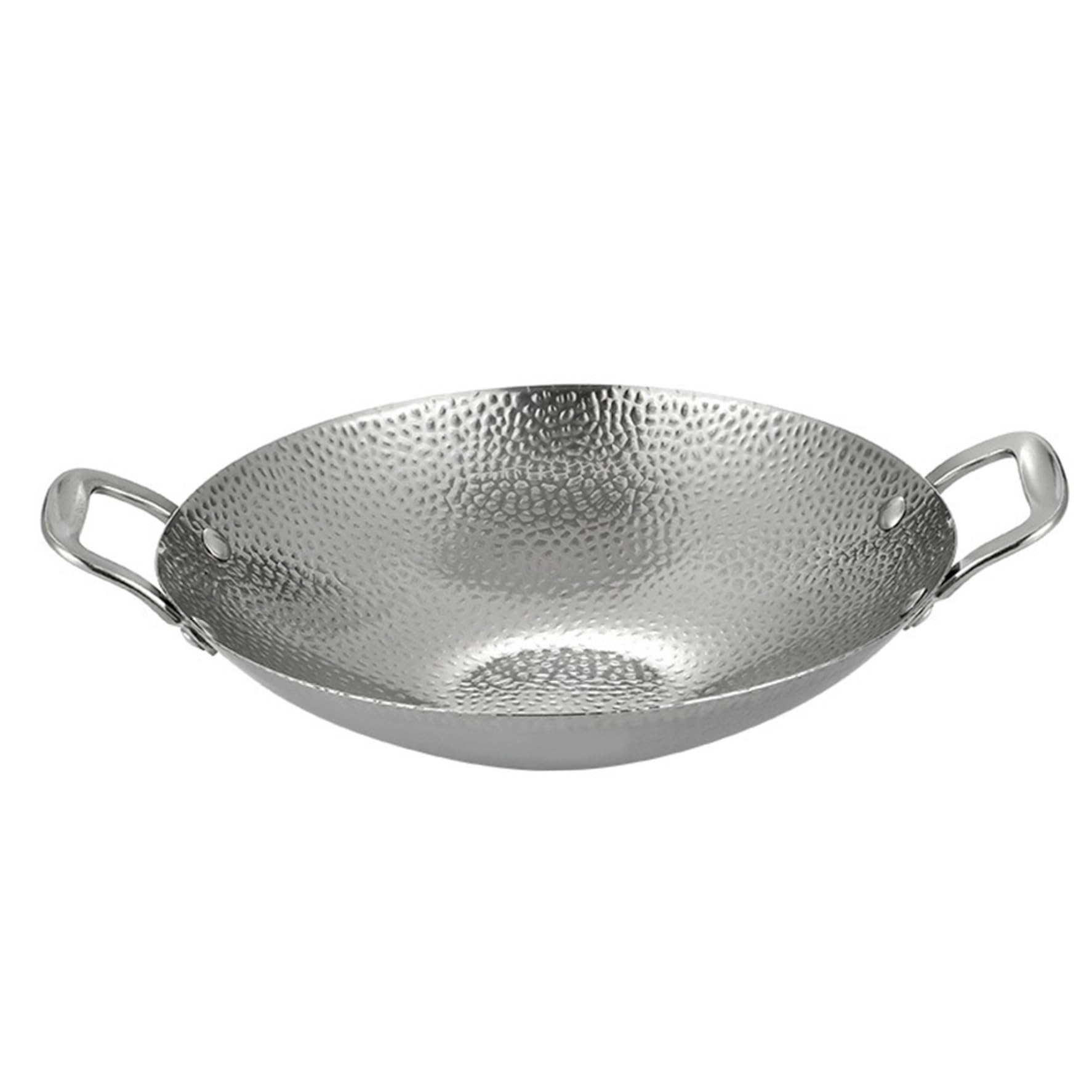 Wok acier inoxydable induction petit mini wok double poignée 9 pouces