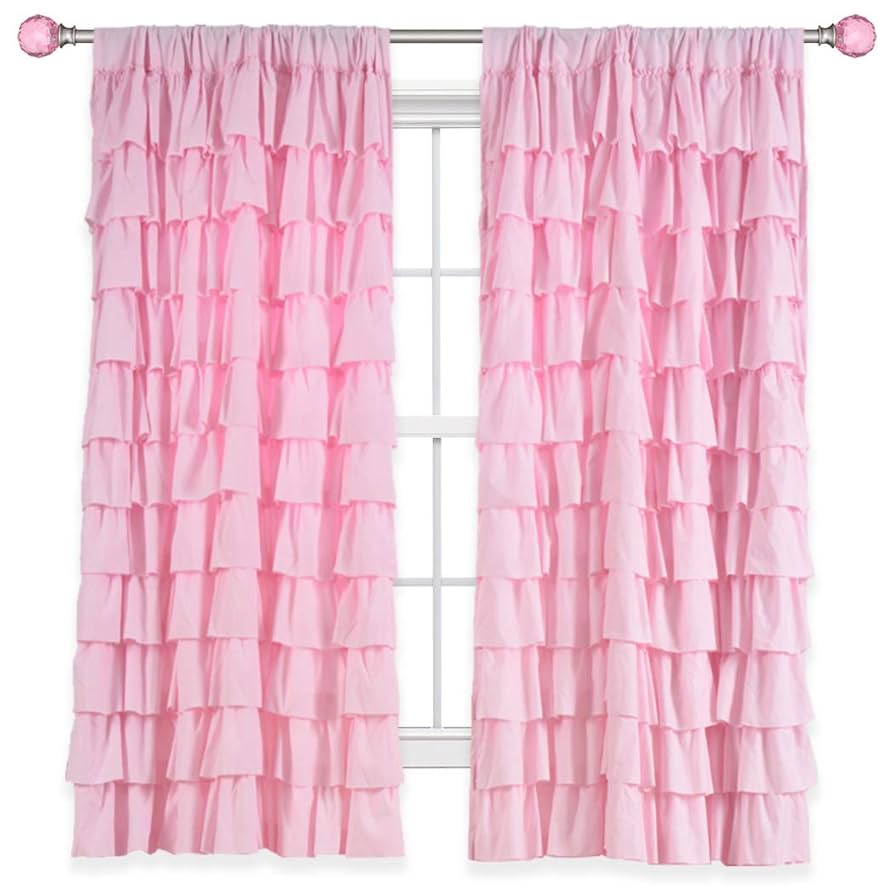 Bagaille Curtain ★ PINK Amazon.com: Kotile Pink Ruffle Curtain 63 Inch Length for