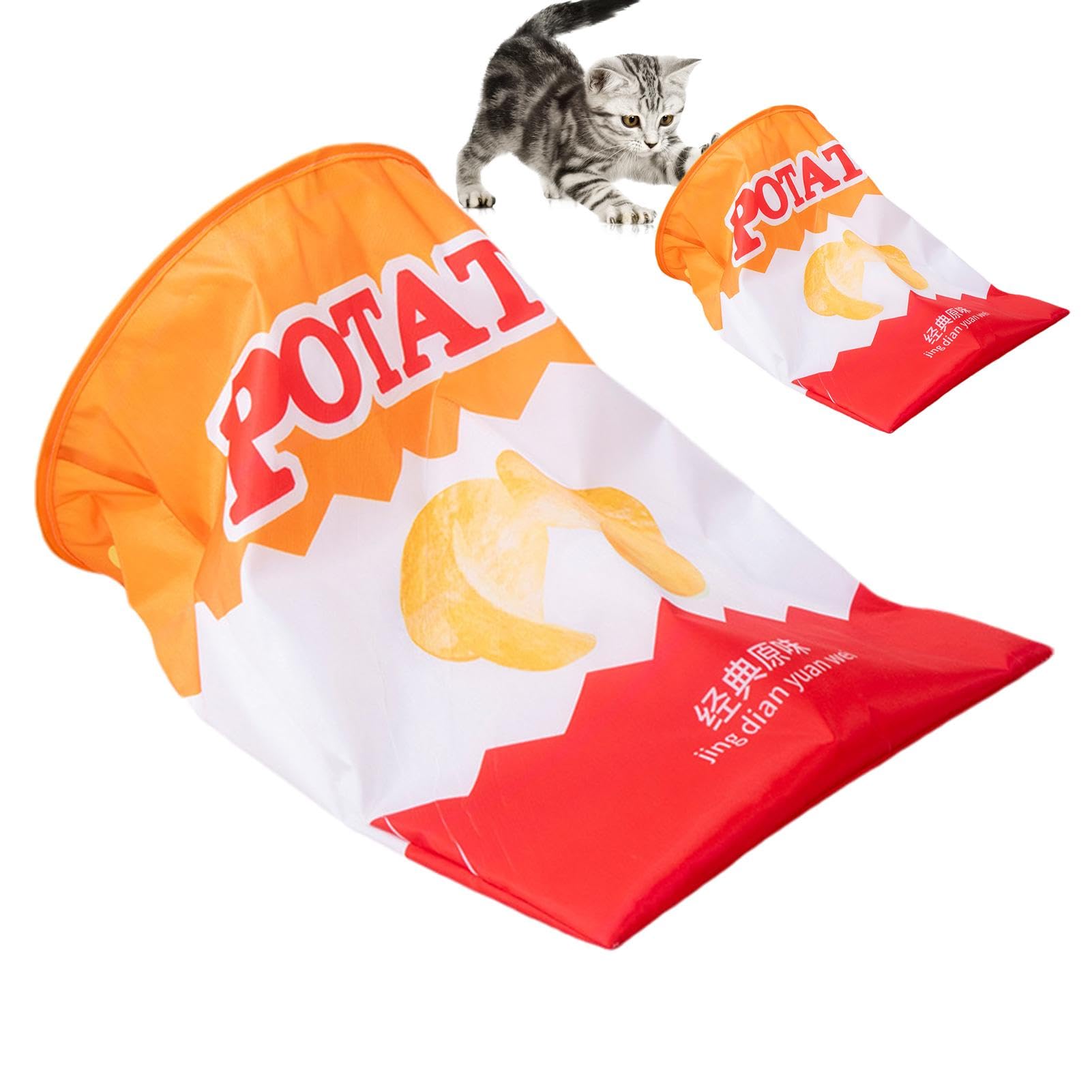 Sollee Crinkle Paper Cat Drill Bag - Cat Tunnel Bag Toy with Plush Ball - Pet Tunnel Crinkle Sack Bag, Crinkle Paper Interactive Pet Cat Tubes for Cat