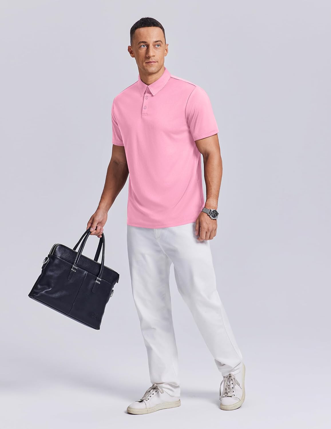 PINSPARK Mens Golf Shirt 3 Buttons Quick Dry Polo Shirts for Men Short Sleeve Casual Stylish Collared Polo Shirts - Image 5