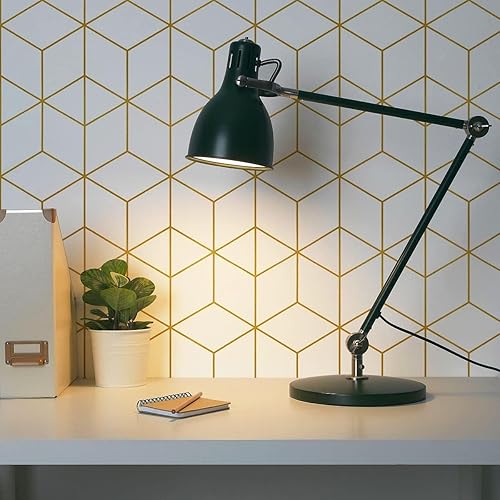 Vista 56 de Safiyya Papel tapiz geométrico dorado y negro de 118 x 17.3 pulgadas, papel adhesivo autoadhesivo extraíble para armarios y paredes, rollos