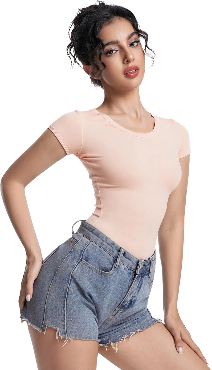 Women's Crew Neck Fitted Shirt Short Sleeve Slim Fit Basic Top Casual Summer T-Shirt for Going Out Y2K Style - Image 6