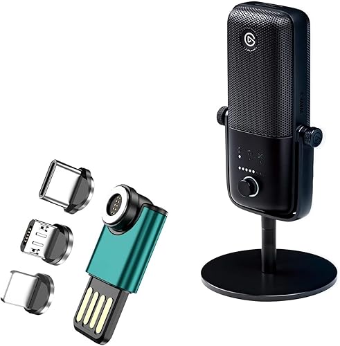 BoxWave Cable compatible con Elgato Wave: 3 (cable por BoxWave) – MagnetoSync Mini adaptador, cable de carga magnético USB tipo C Micro USB para