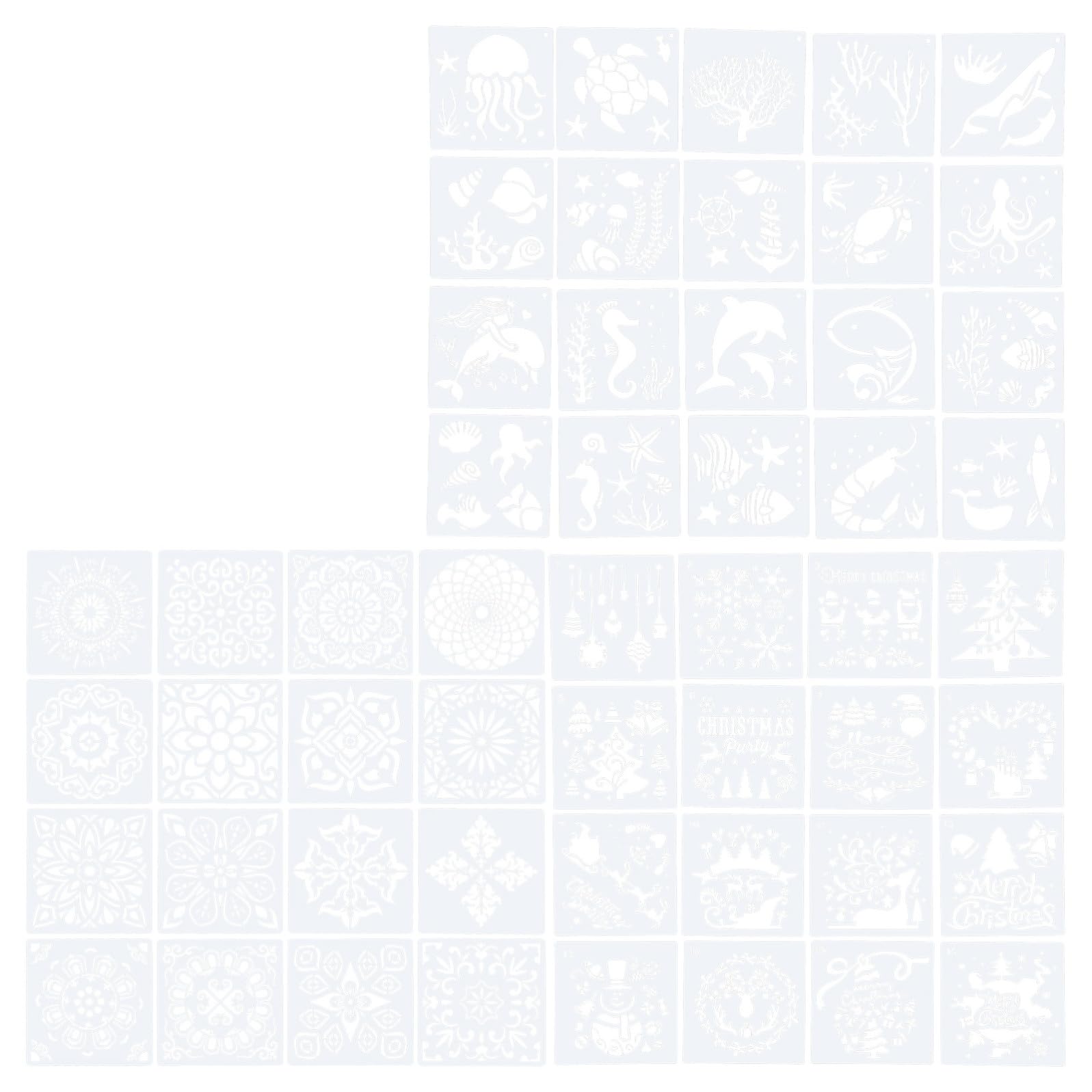 Lot De 5 Pochoirs De Décoration De Noël Réutilisables Pour Peinture Modèles Fournitures Artistiques 52 Pièces X 5