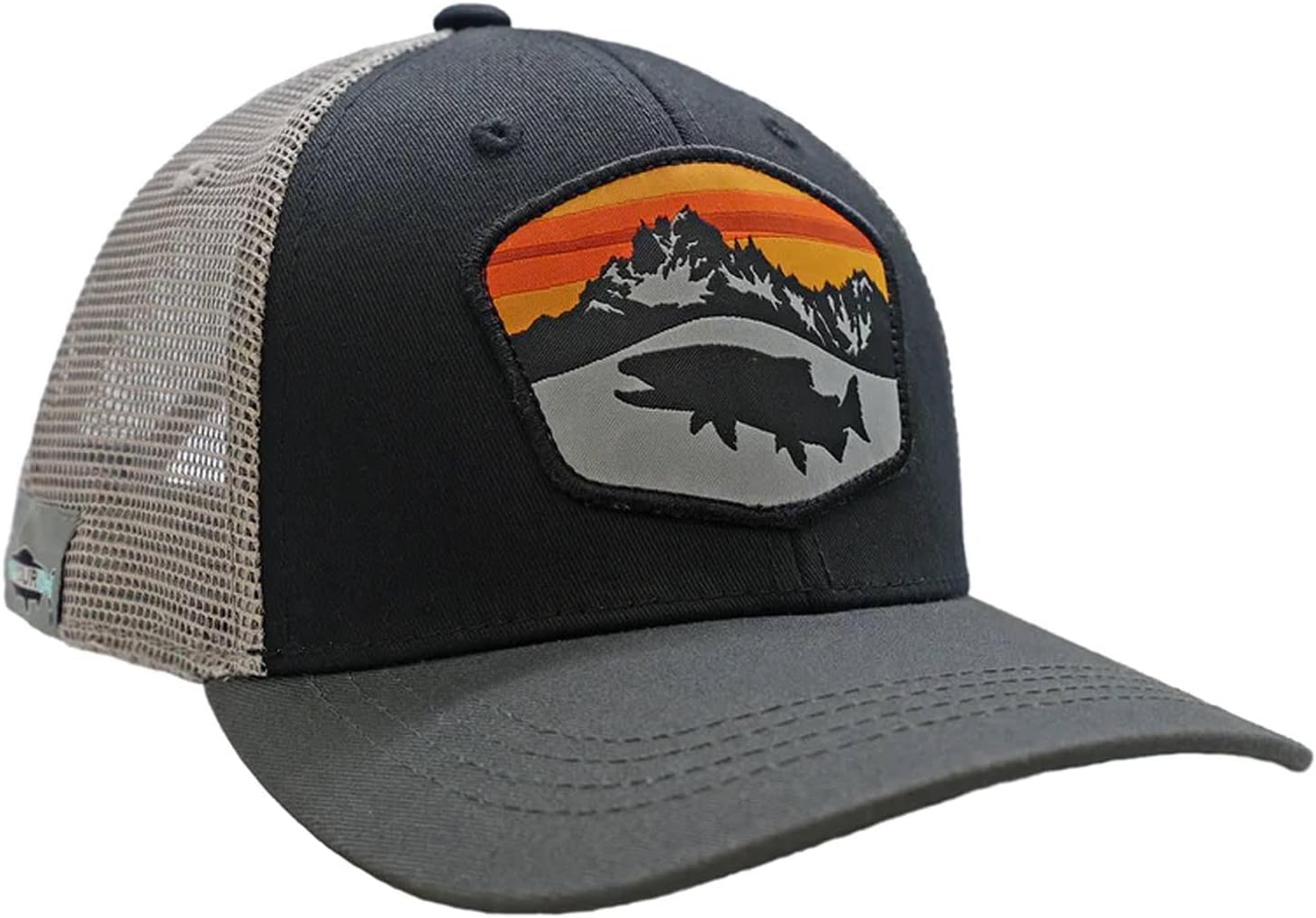 RepYourWater Mountain Trout Hat, ST, Black/Light Gray/Gray Brim