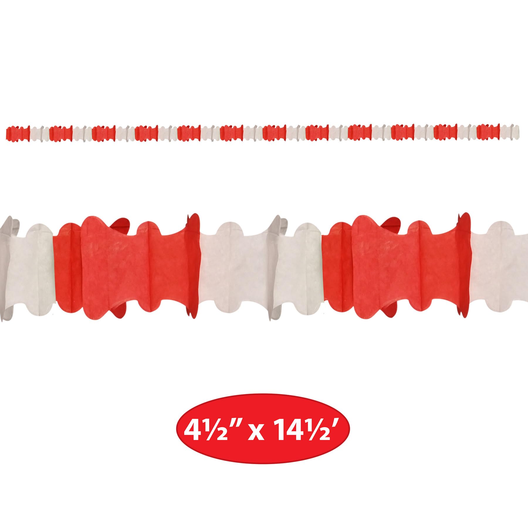 Beistle 4 guirnaldas Colgantes de Papel para Colgar en el Techo de 14 pies 6 Pulgadas x 4.5 Pulgadas, Decoraciones de Fiesta, Fondos de Cabina de Fotos, decoración de Fondo, Rojo/Blanco