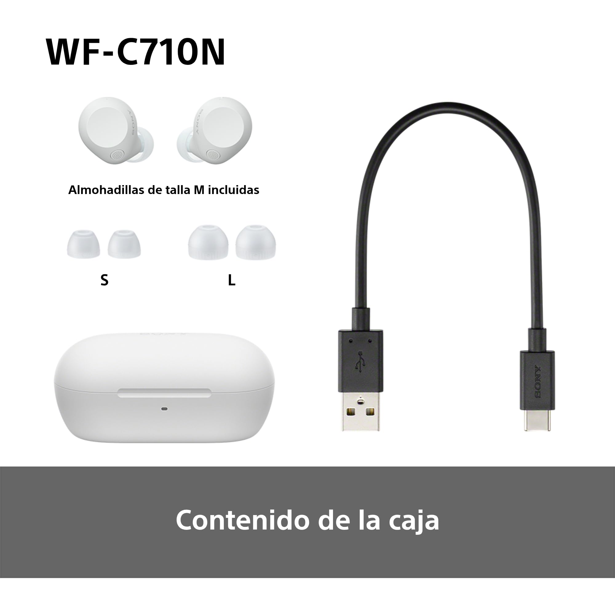 Sony WF-C710N Auriculares True Wireless con cancelación de Ruido Avanzada, Calidad de Llamadas con IA, Multipunto, IPX4, Batería hasta 40 Horas, iOS y Android, Blanco (Último Modelo)