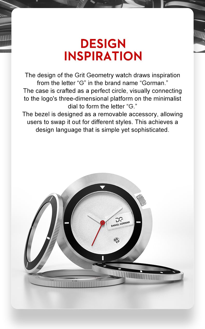 Reloj minimalista para hombre, diseño de bisel intercambiable con esfera geométrica, movimiento de cuarzo japonés, caja de acero inoxidable, vidrio reforzado mineral, reloj de pulsera casual