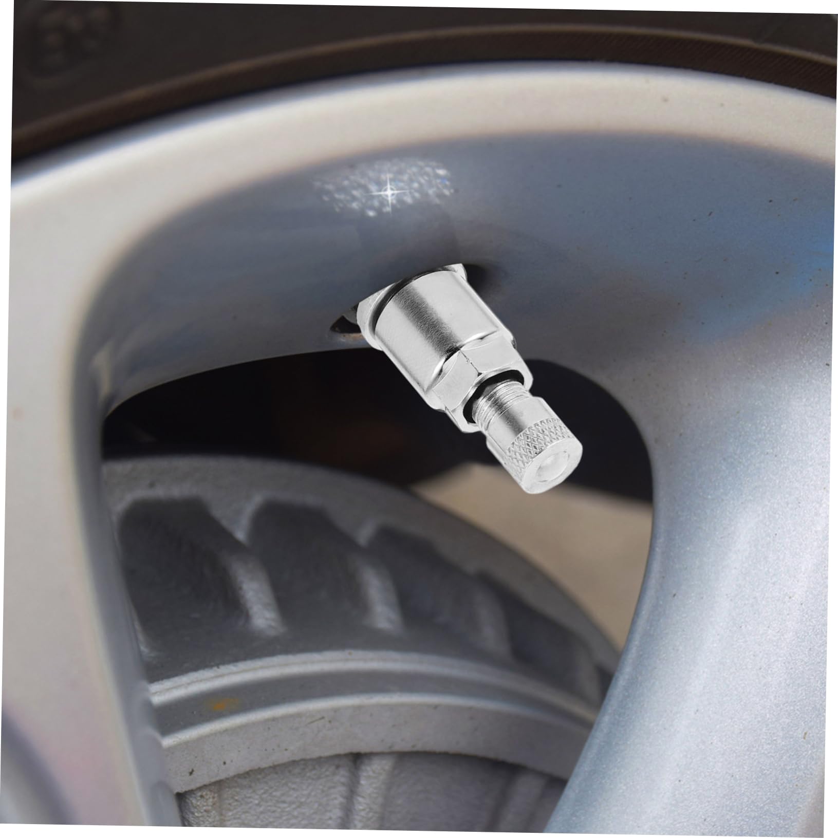 BESTOYARD 10 Pezzi Valvole per Pneumatici Veicoli in Acciaio 45 Resistente all'Usura Stelo Valvola Facile da Installare Cappuccio Argento per Ruote Veicoli