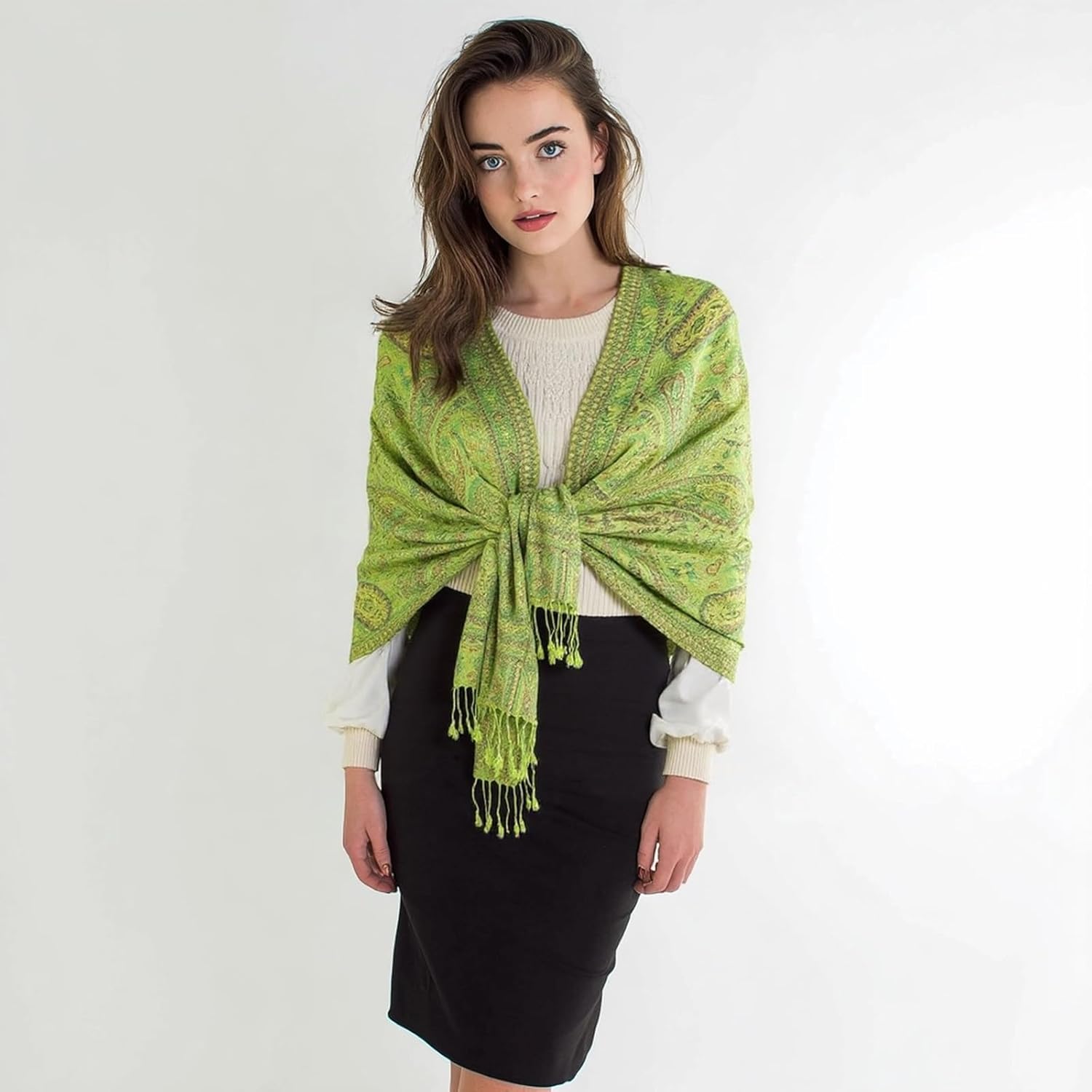 AUSEKALY Pashmina Feel Shawls Wraps for Women Rave Scarf Soft Silky Reversible Men Scarves - Image 4